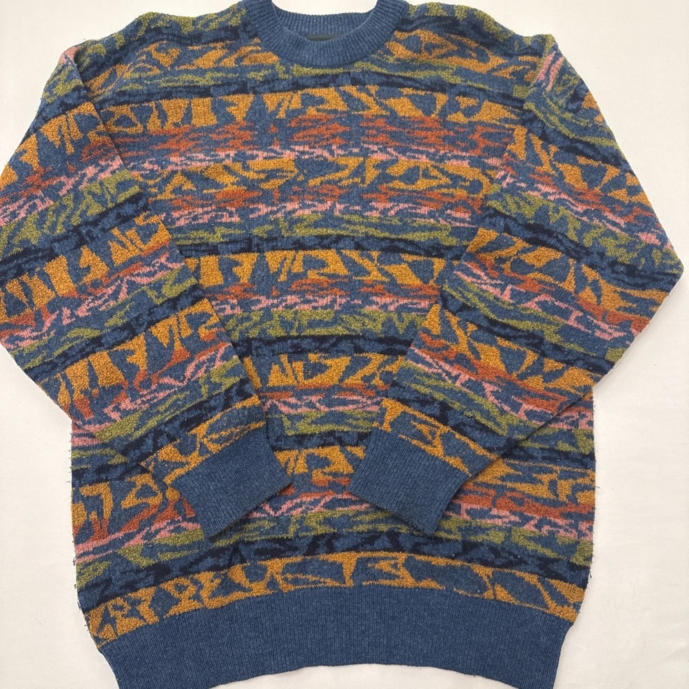 Vintage 90s Arslanli Geometric Wool Sweater Mens L Grandpacore Coogi Style